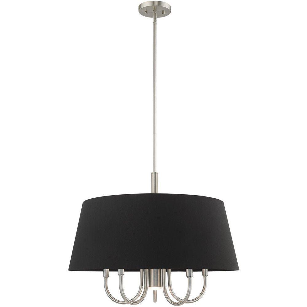 Nickel Six Light Metal Dimmable Chandelier With Shades HomeRoots