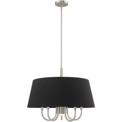 Nickel Six Light Metal Dimmable Chandelier With Shades HomeRoots