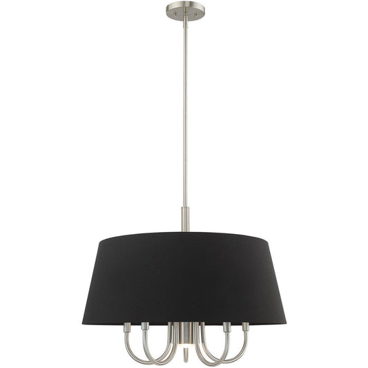 Nickel Six Light Metal Dimmable Chandelier With Shades HomeRoots