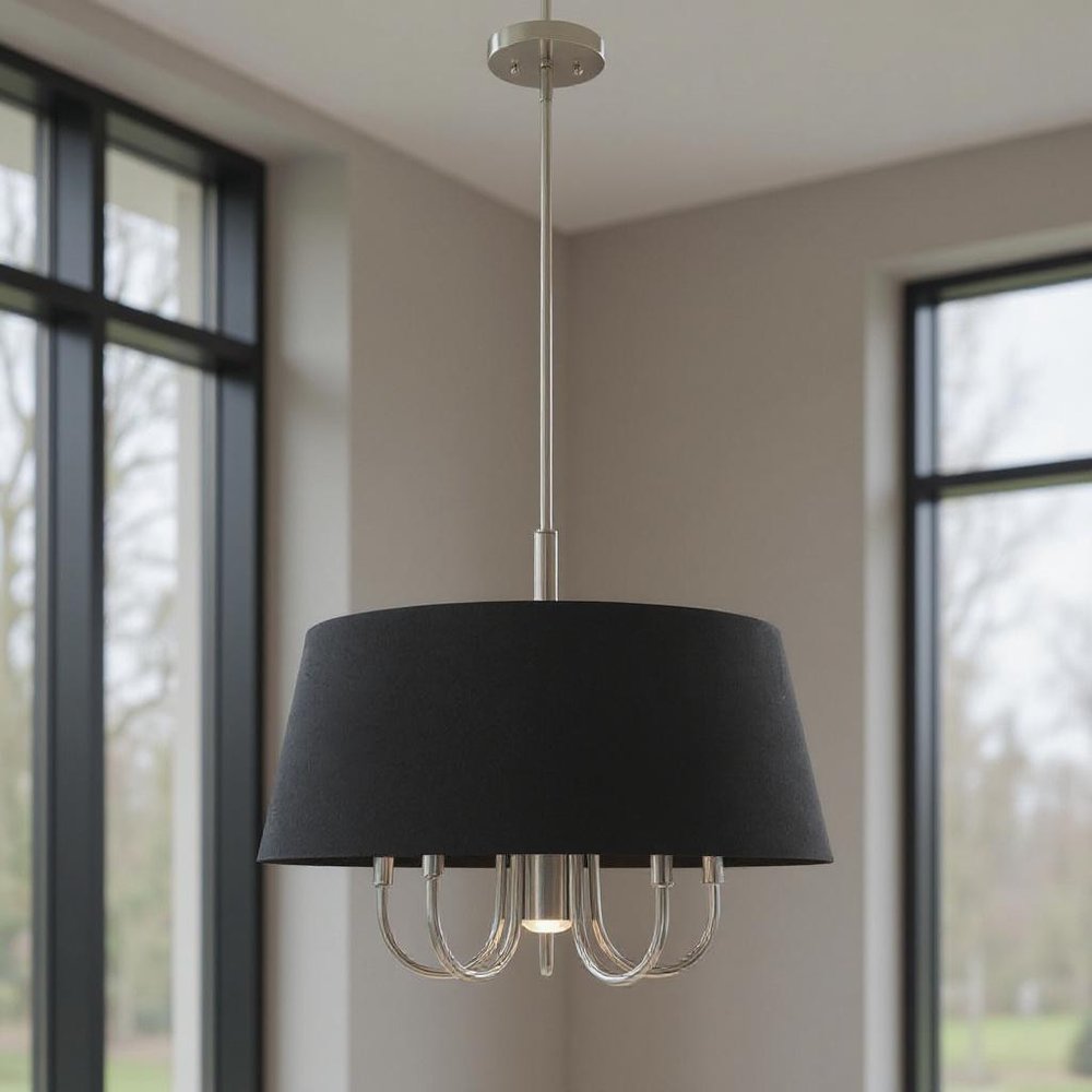 Nickel Six Light Metal Dimmable Chandelier With Shades HomeRoots