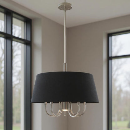 Nickel Six Light Metal Dimmable Chandelier With Shades HomeRoots