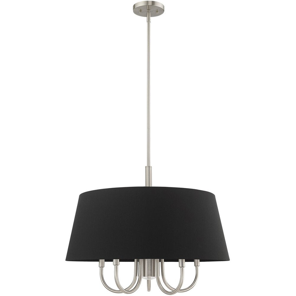 Nickel Six Light Metal Dimmable Chandelier With Shades HomeRoots