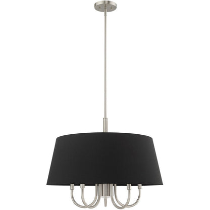 Nickel Six Light Metal Dimmable Chandelier With Shades HomeRoots