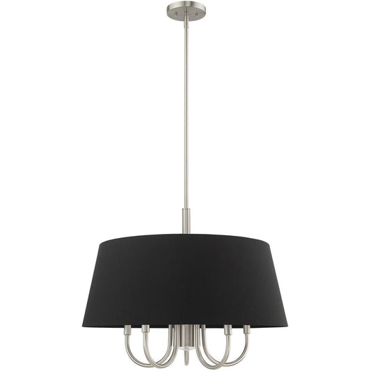 Nickel Six Light Metal Dimmable Chandelier With Shades HomeRoots