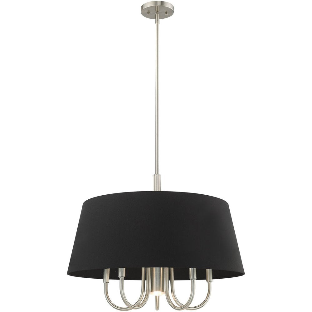 Nickel Six Light Metal Dimmable Chandelier With Shades HomeRoots