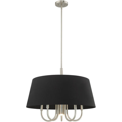 Nickel Six Light Metal Dimmable Chandelier With Shades HomeRoots
