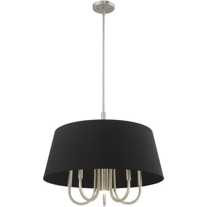 Nickel Six Light Metal Dimmable Chandelier With Shades HomeRoots