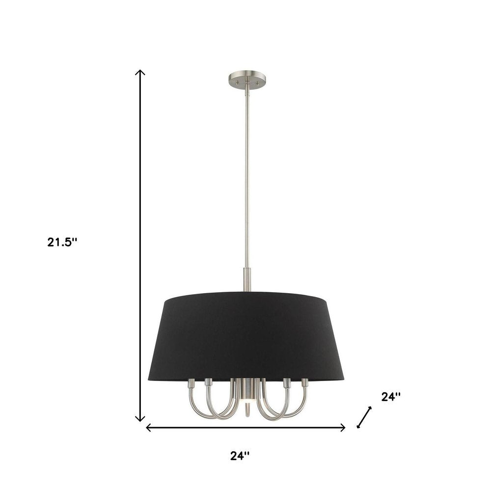 Nickel Six Light Metal Dimmable Chandelier With Shades HomeRoots