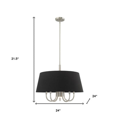 Nickel Six Light Metal Dimmable Chandelier With Shades HomeRoots
