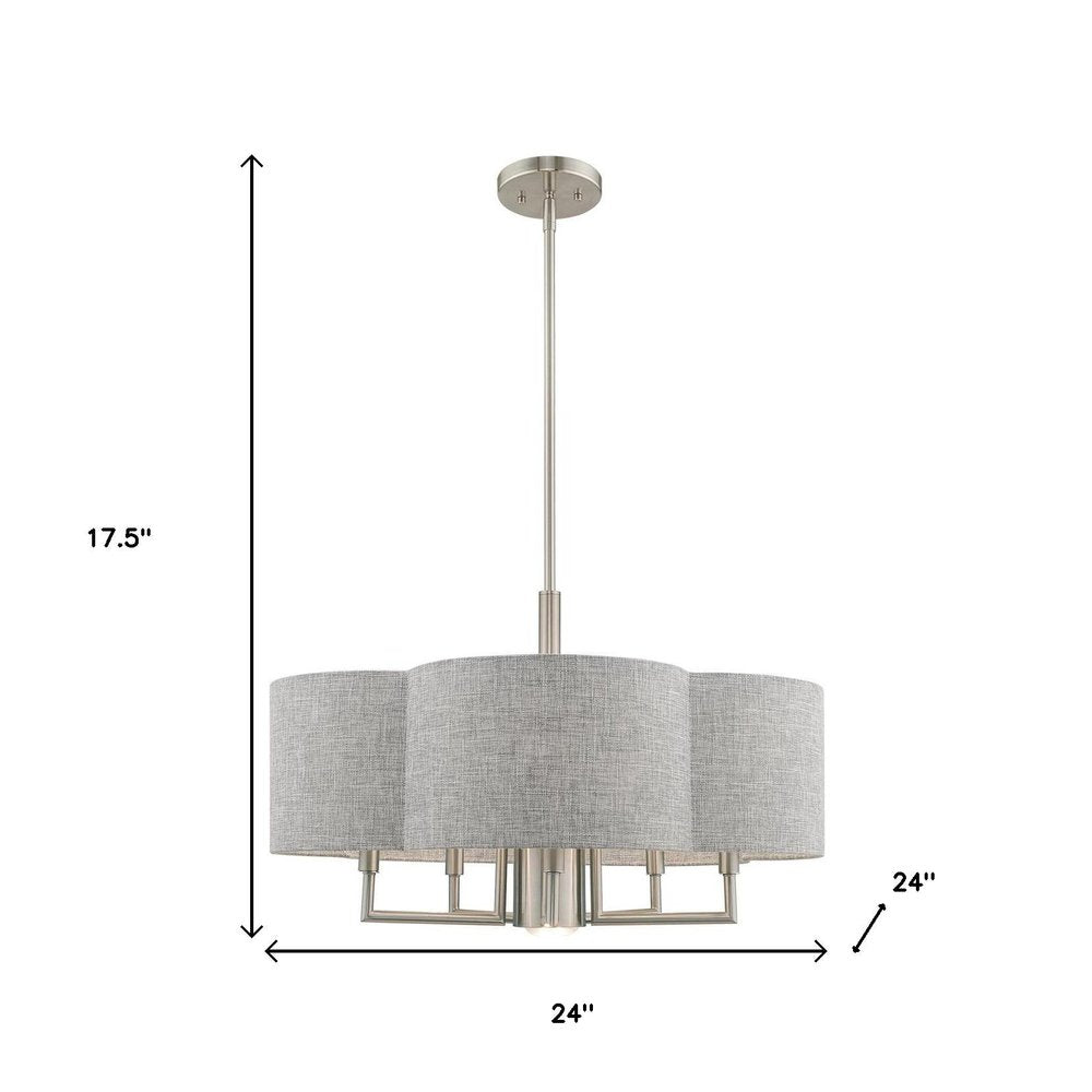 Nickel Six Light Metal Dimmable Chandelier With Shades HomeRoots