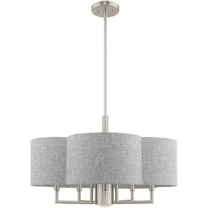 Nickel Six Light Metal Dimmable Chandelier With Shades HomeRoots