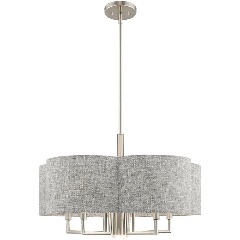 Nickel Six Light Metal Dimmable Chandelier With Shades HomeRoots