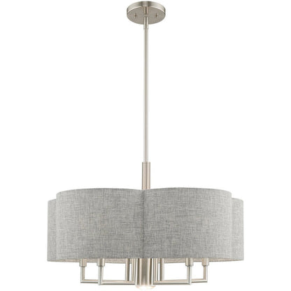 Nickel Six Light Metal Dimmable Chandelier With Shades HomeRoots