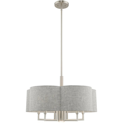 Nickel Six Light Metal Dimmable Chandelier With Shades HomeRoots