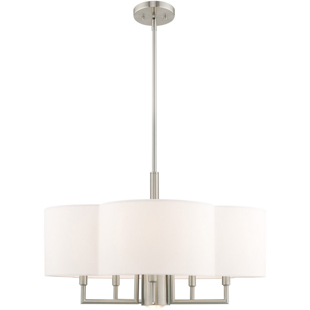 Nickel Six Light Metal Dimmable Chandelier With Shades HomeRoots