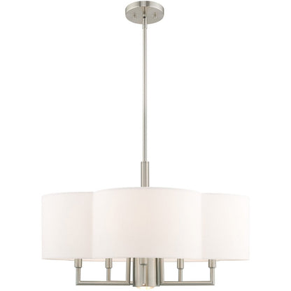 Nickel Six Light Metal Dimmable Chandelier With Shades HomeRoots
