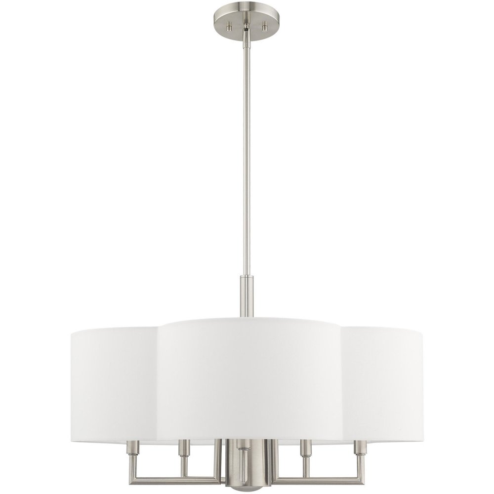Nickel Six Light Metal Dimmable Chandelier With Shades HomeRoots