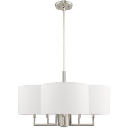 Nickel Six Light Metal Dimmable Chandelier With Shades HomeRoots
