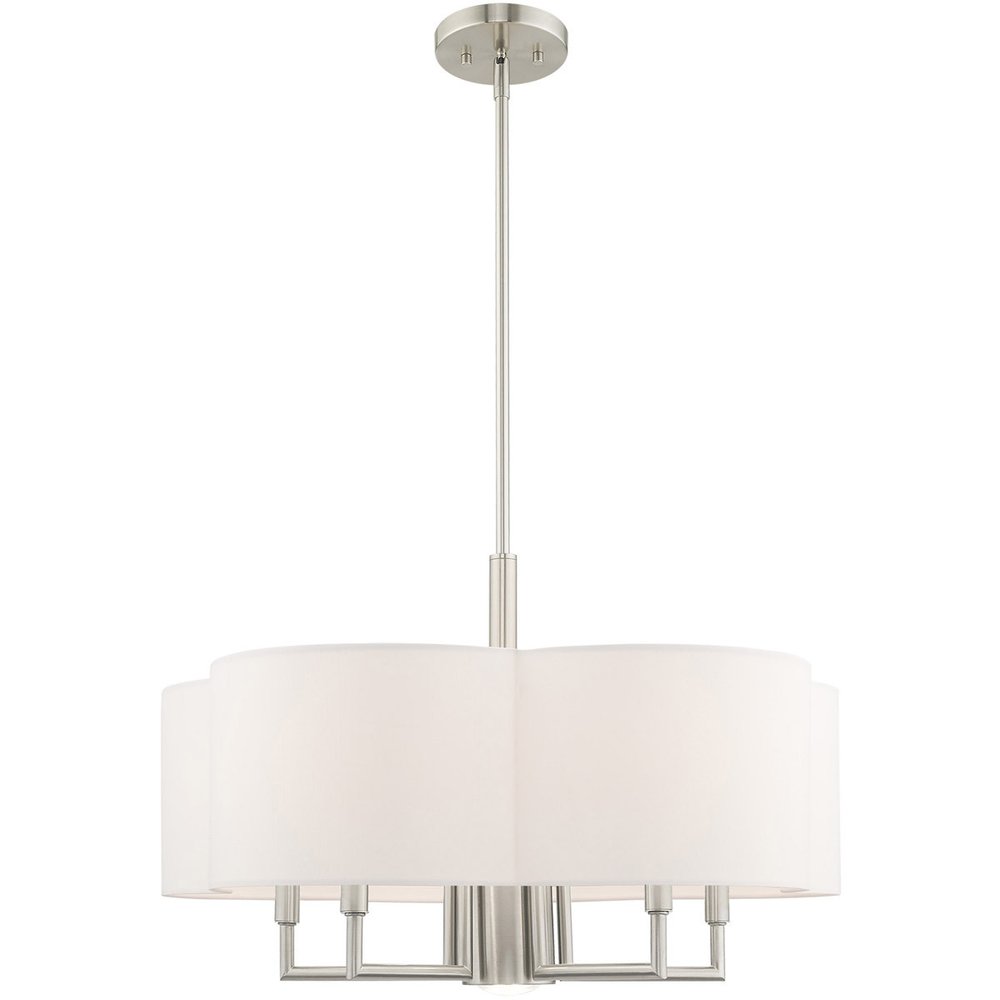 Nickel Six Light Metal Dimmable Chandelier With Shades HomeRoots