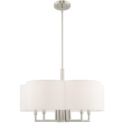 Nickel Six Light Metal Dimmable Chandelier With Shades HomeRoots