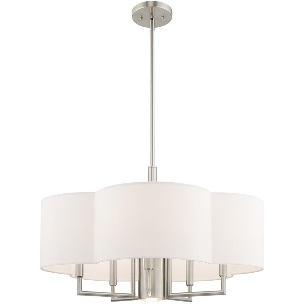 Nickel Six Light Metal Dimmable Chandelier With Shades HomeRoots