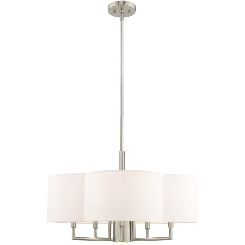 Nickel Six Light Metal Dimmable Chandelier With Shades HomeRoots