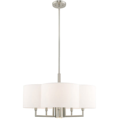 Nickel Six Light Metal Dimmable Chandelier With Shades HomeRoots