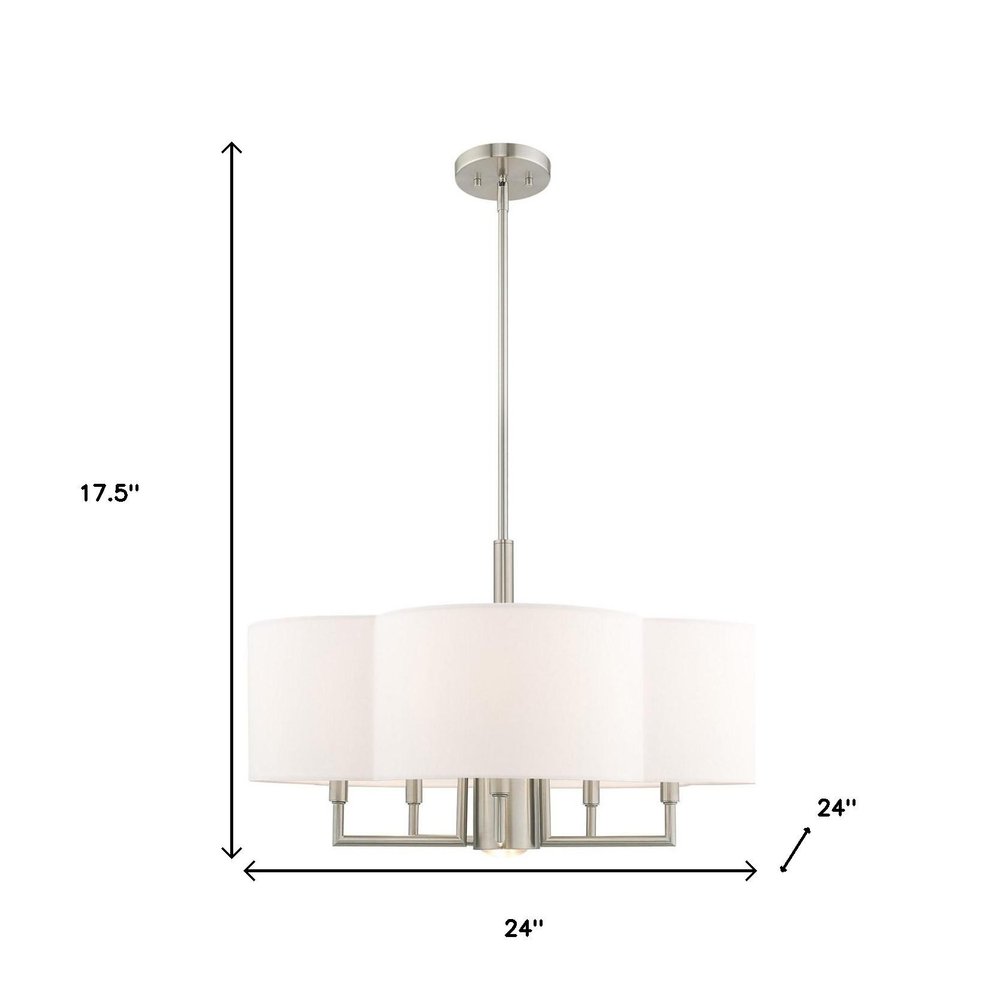 Nickel Six Light Metal Dimmable Chandelier With Shades HomeRoots