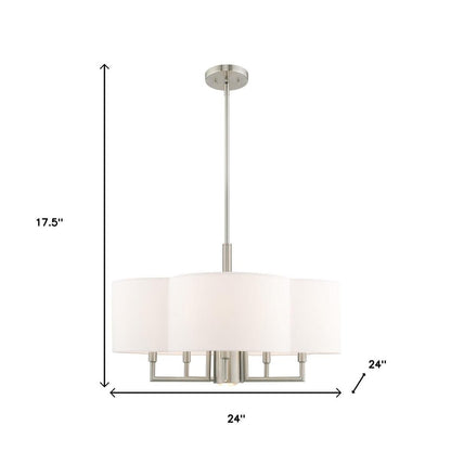 Nickel Six Light Metal Dimmable Chandelier With Shades HomeRoots