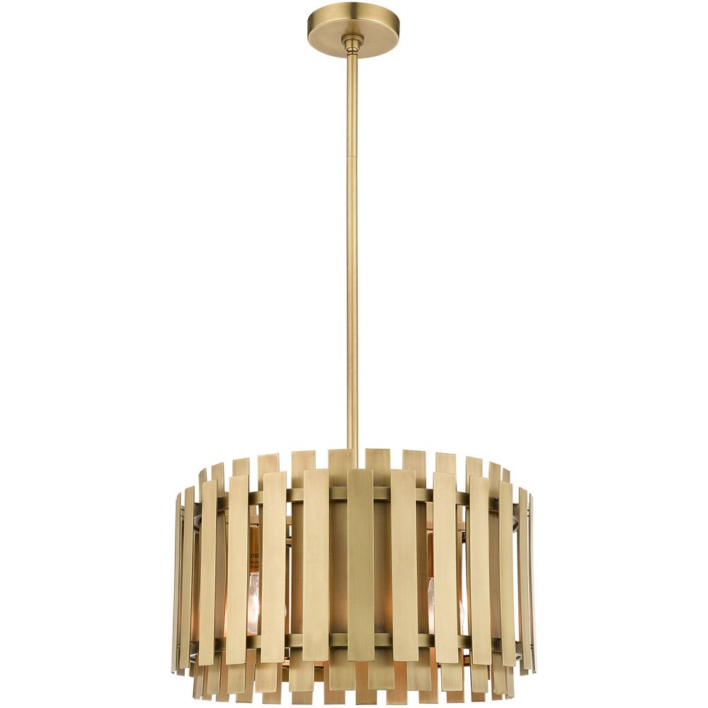 Brass Five Light Metal Dimmable Chandelier With Shades HomeRoots