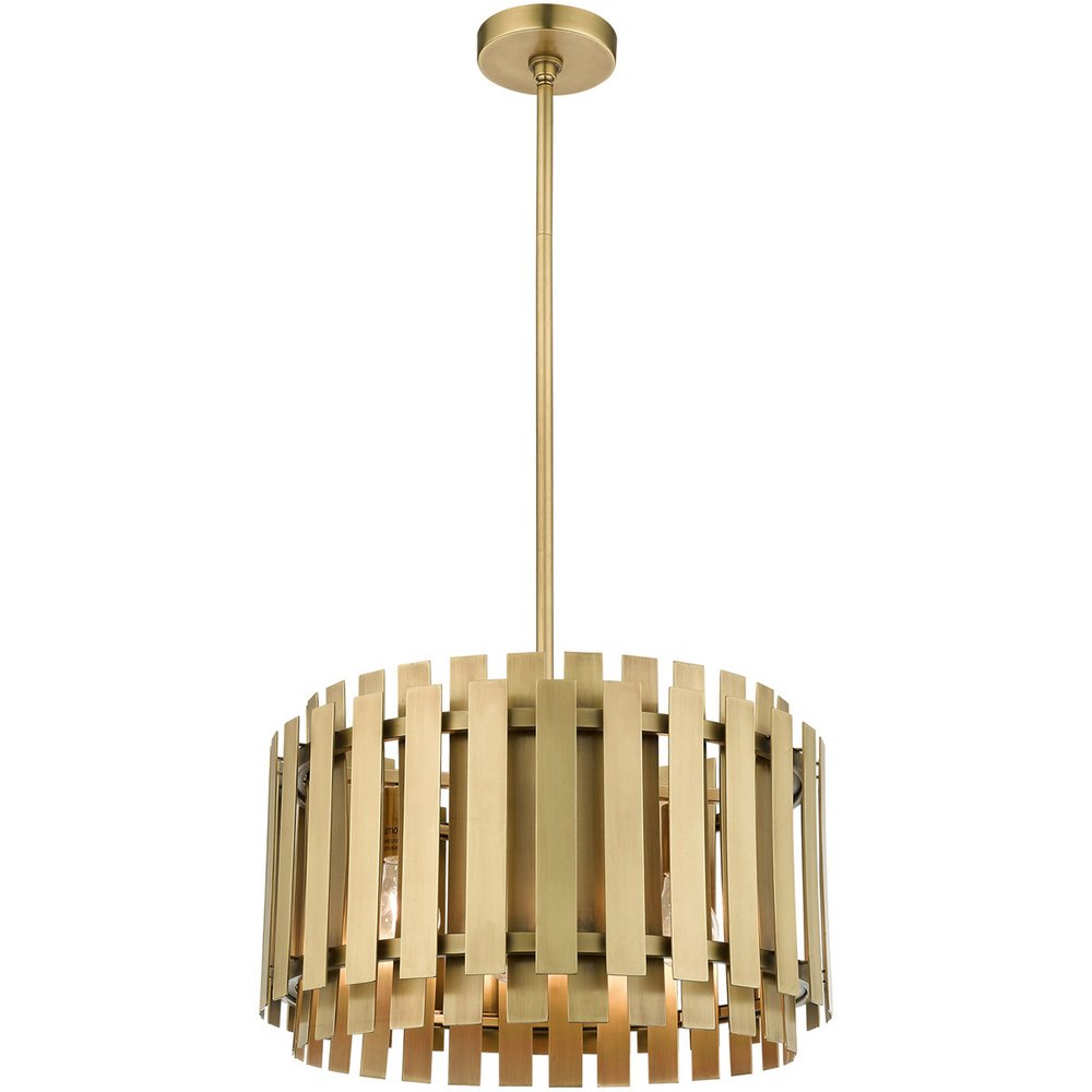 Brass Five Light Metal Dimmable Chandelier With Shades HomeRoots