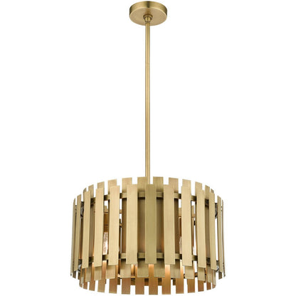 Brass Five Light Metal Dimmable Chandelier With Shades HomeRoots