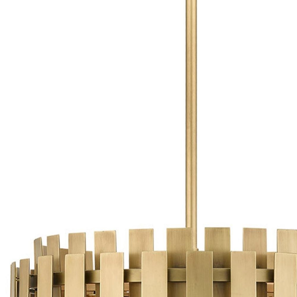 Brass Five Light Metal Dimmable Chandelier With Shades HomeRoots