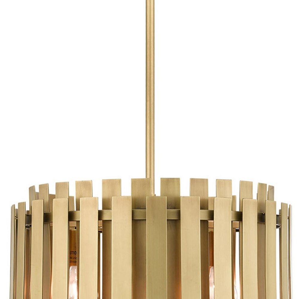 Brass Five Light Metal Dimmable Chandelier With Shades HomeRoots
