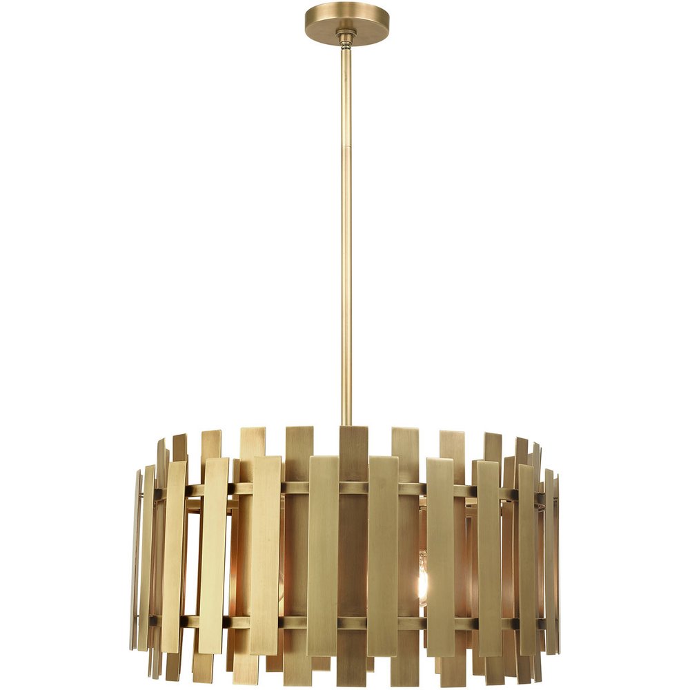 Brass Six Light Metal Dimmable Chandelier With Shades HomeRoots