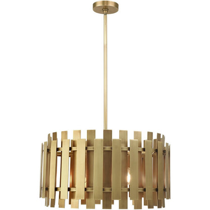 Brass Six Light Metal Dimmable Chandelier With Shades HomeRoots