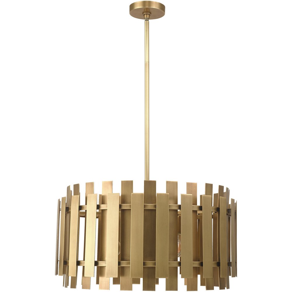 Brass Six Light Metal Dimmable Chandelier With Shades HomeRoots