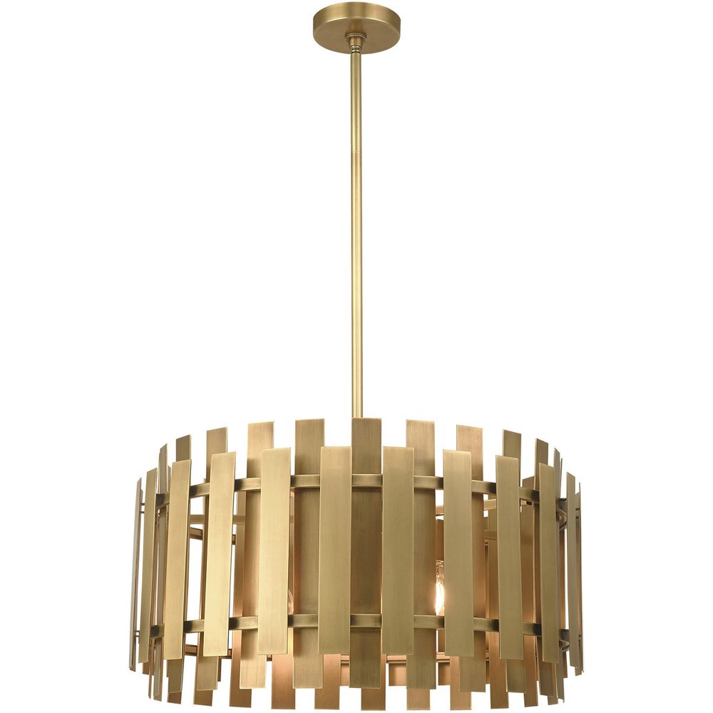 Brass Six Light Metal Dimmable Chandelier With Shades HomeRoots