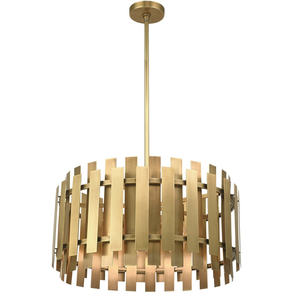 Brass Six Light Metal Dimmable Chandelier With Shades HomeRoots