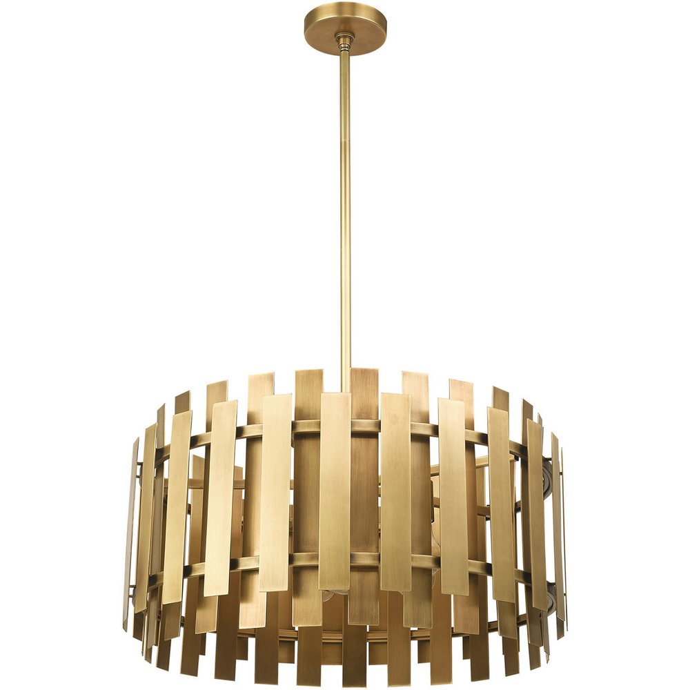 Brass Six Light Metal Dimmable Chandelier With Shades HomeRoots