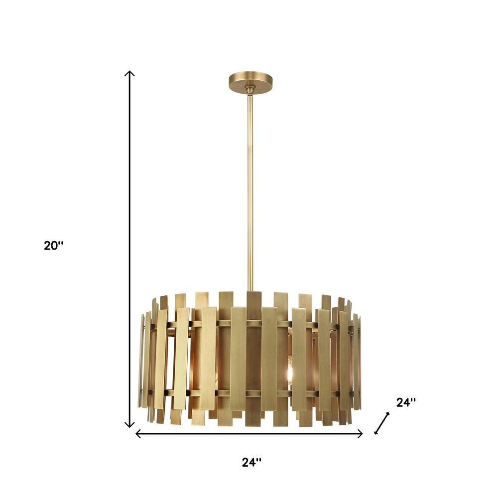 Brass Six Light Metal Dimmable Chandelier With Shades HomeRoots