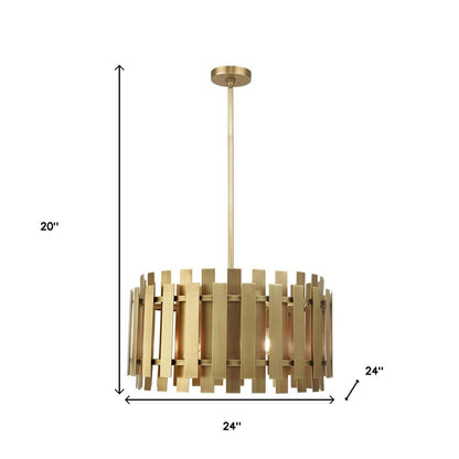 Brass Six Light Metal Dimmable Chandelier With Shades HomeRoots
