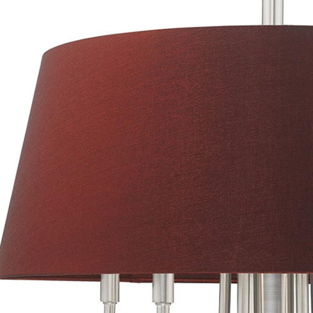 Nickel Six Light Metal Dimmable Chandelier With Shades HomeRoots