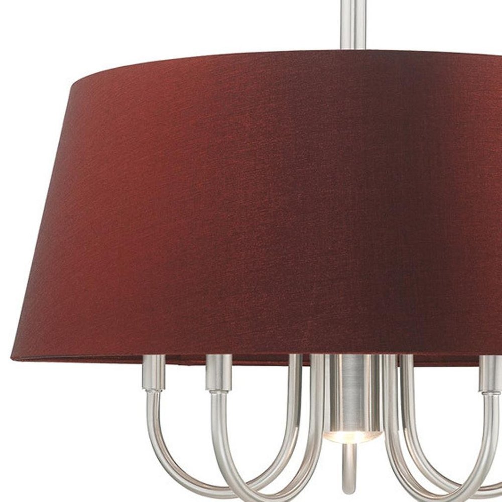 Nickel Six Light Metal Dimmable Chandelier With Shades HomeRoots