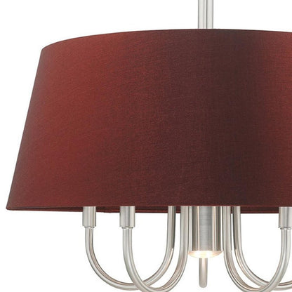 Nickel Six Light Metal Dimmable Chandelier With Shades HomeRoots