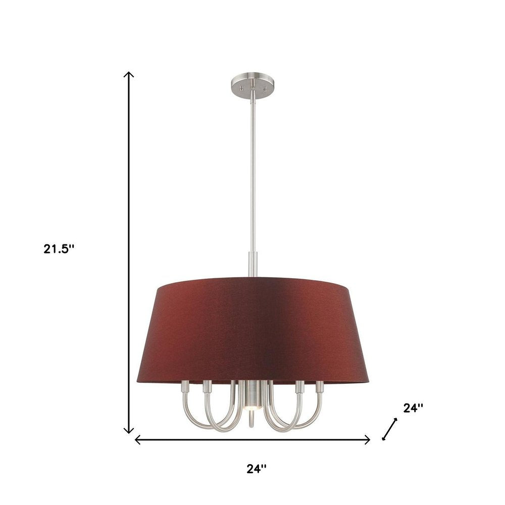Nickel Six Light Metal Dimmable Chandelier With Shades HomeRoots