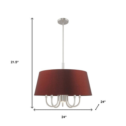 Nickel Six Light Metal Dimmable Chandelier With Shades HomeRoots