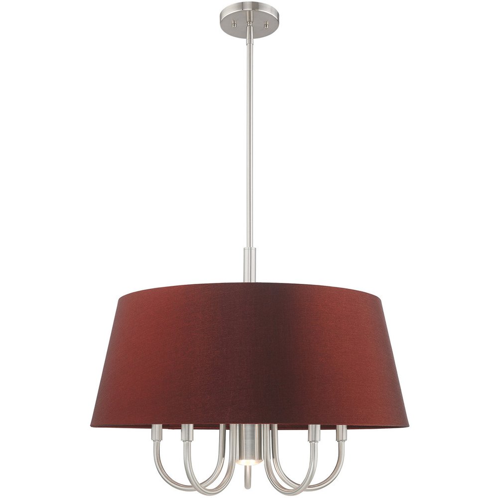 Nickel Six Light Metal Dimmable Chandelier With Shades HomeRoots
