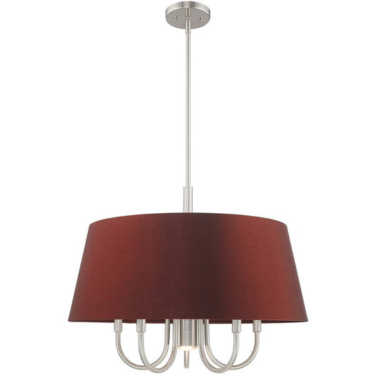 Nickel Six Light Metal Dimmable Chandelier With Shades HomeRoots