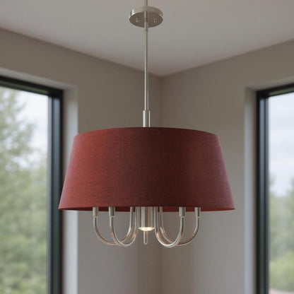 Nickel Six Light Metal Dimmable Chandelier With Shades HomeRoots